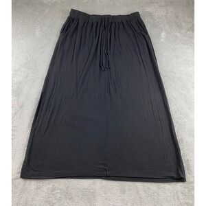 Basic Editions Black Maxi Skirt Drawstring Waist Pockets XL